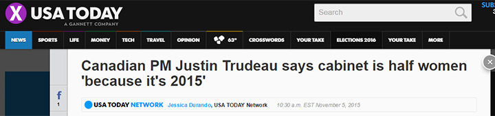 ‘Because it’s 2015’: Trudeau’s gender-equal cabinet makes headlines around world, social media - image