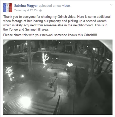 Toronto ‘Grinch’ snatches wreath from woman’s front door - image