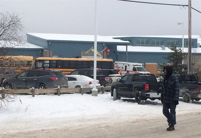 The outside of La Loche Community School is shown on Friday Jan. 22, 2016.