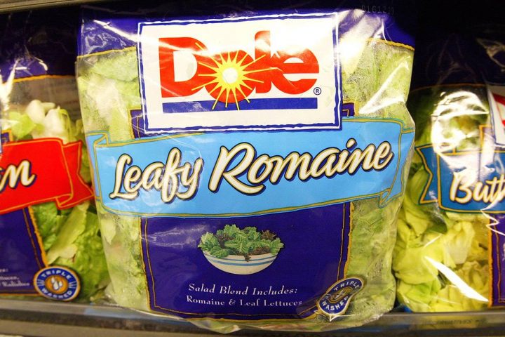 Dole Pre-Packaged salad sits on the shelf at a Bell Market grocery store June 19, 2003 in San Francisco, California.  Packaged salad which was near non-existent a decade ago has become the second fastest selling item on grocery shelves behind bottle water, overall the retail market for bagged salad is $2 billion annually.
