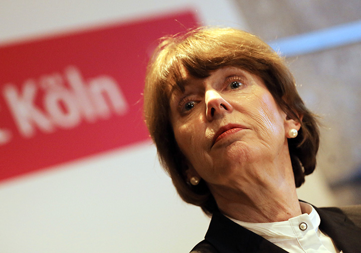 Mayor of Cologne Henriette Reker speaks during a press conference on January 5, 2016. The German government Tuesday condemned dozens of apparently coordinated sexual assaults against women on New Year's Eve in the western city of Cologne blamed on Arab men but warned against anti-migrant scapegoating. 