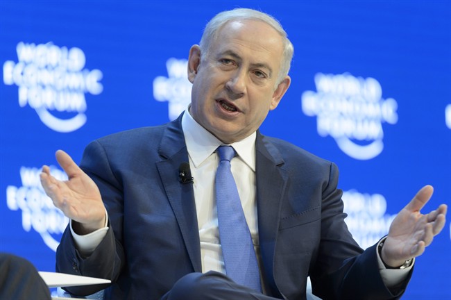 Israeli Prime Minister Benjamin Netanyahu speaks during a panel session at the 46th Annual Meeting of the World Economic Forum, WEF, in Davos, Switzerland, Thursday, Jan. 21, 2016. 