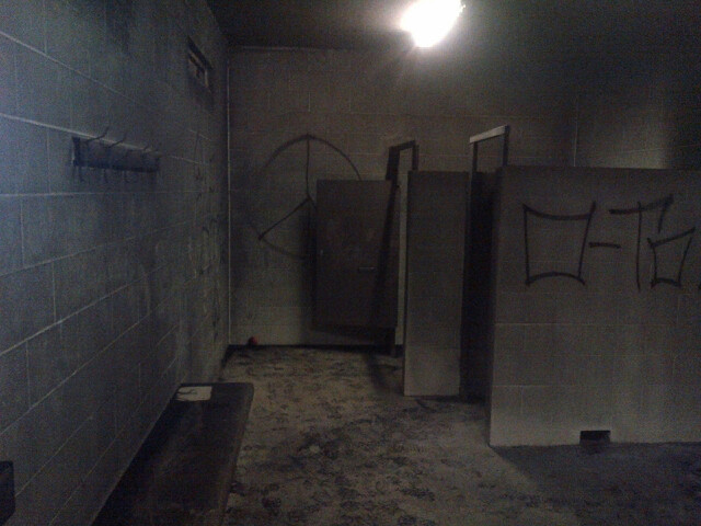 Fire Damaged Washroom.