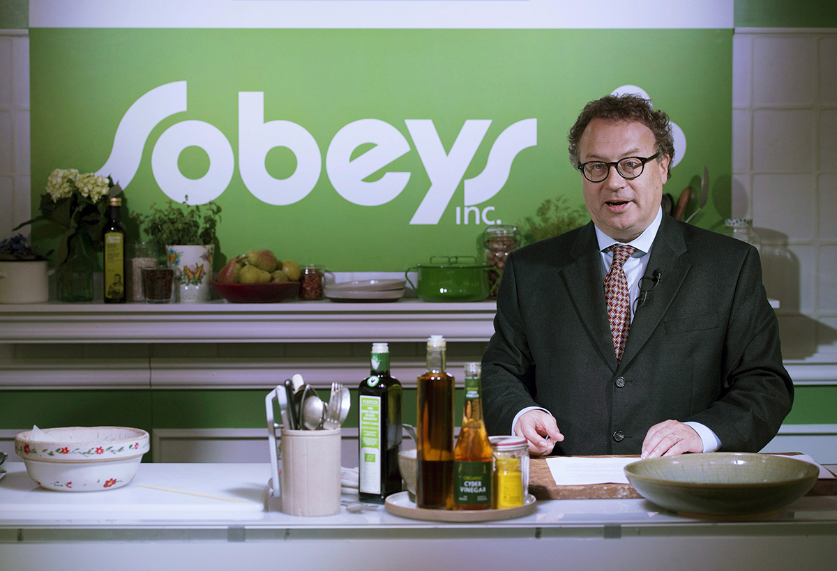 Marc Poulin, chief executive officer and president, Sobeys Inc., speaks during a press conference in Toronto on Wednesday, October 1, 2014. 