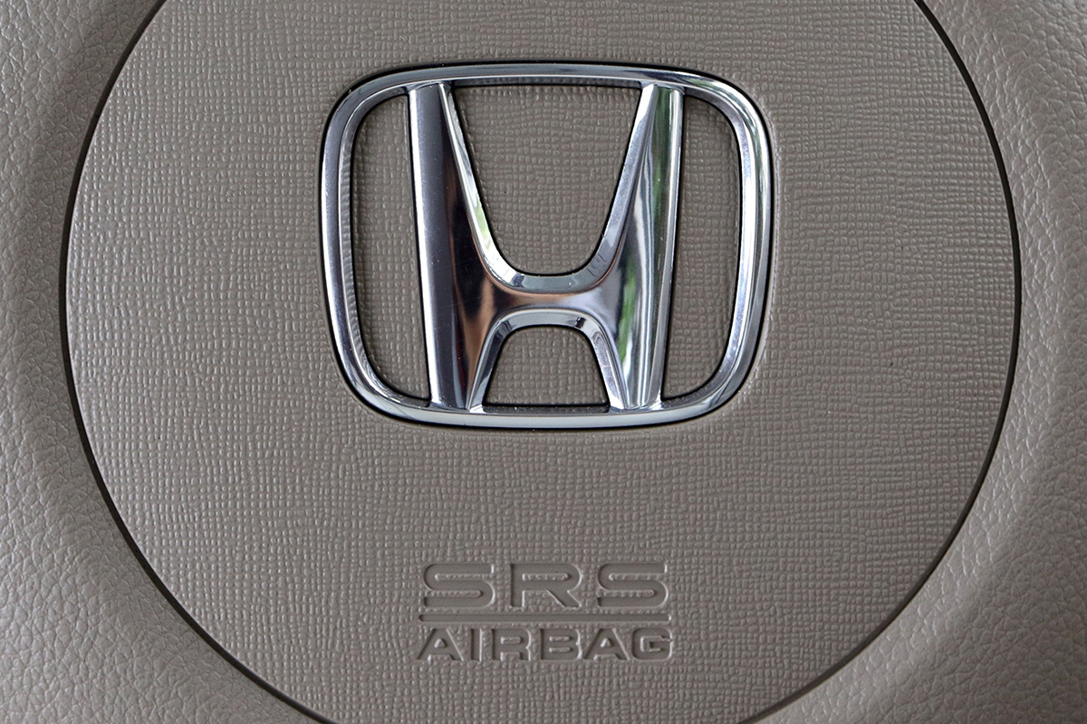 An airbag of a Honda vehicle is displayed in Tokyo on June 15, 2015.