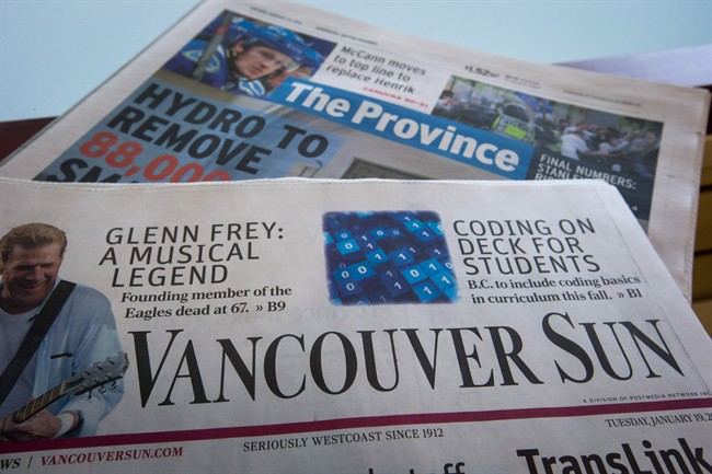 Postmedia announced plans last month to layoff 54 employees at the Vancouver Sun and the Province in a bid to cut costs at the newspaper chain.