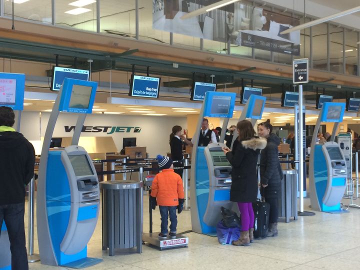 The WestJet check in at the Edmonton International Airport Monday, Jan. 25, 2016.