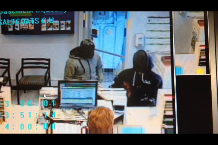 RCMP have released a photo of the two suspects after an an attempted armed robbery at the Saltcoats Credit Union in Saltcoats, Sask.