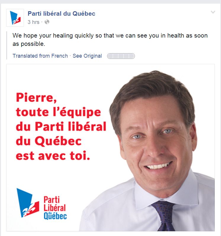 A message of support on The Liberal party’s Facebook page.