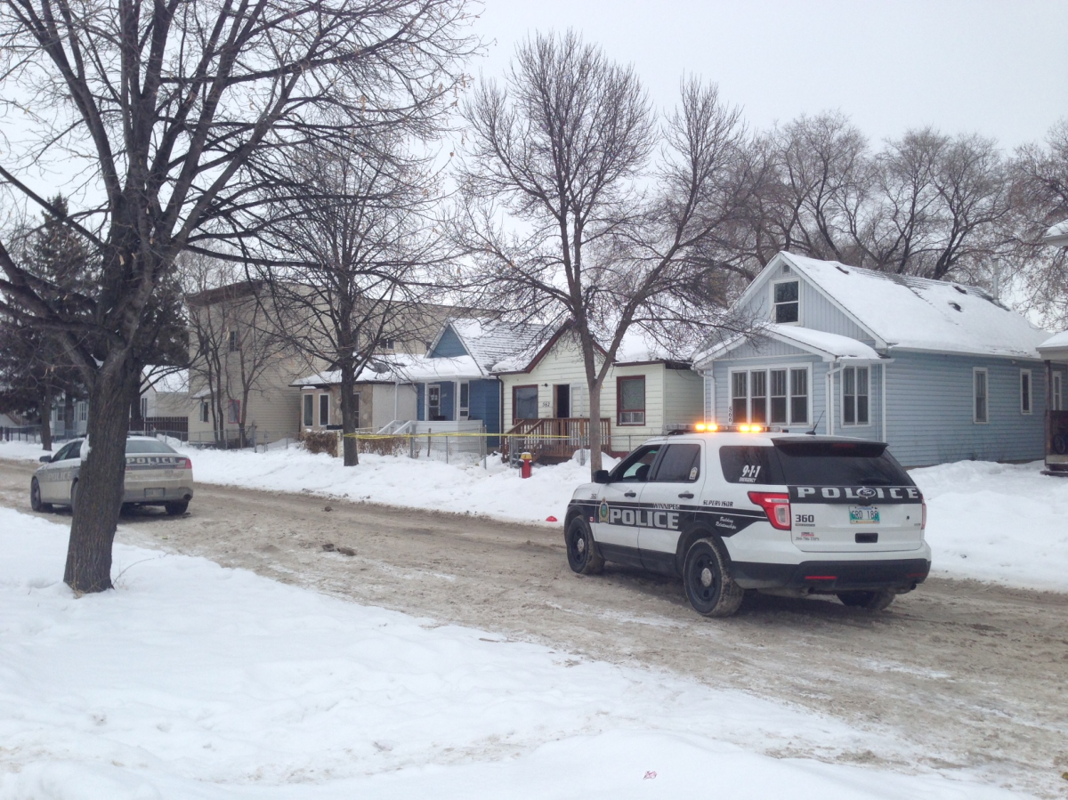 Winnipeg police on scene on Stella Avenue Saturday.