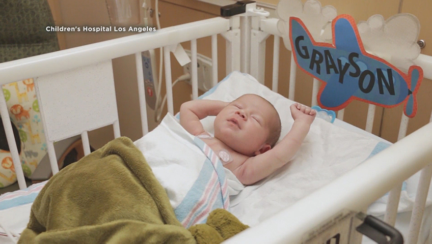 Grayson Davila recovering from a heart procedure.