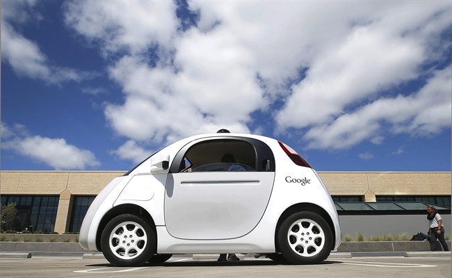 Google's new self-driving car during a demonstration at the Google campus in Mountain View, Calif.