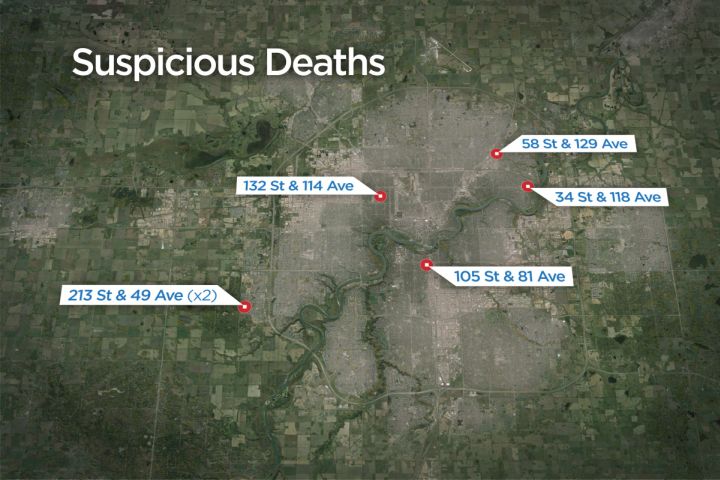 Edmonton homicide detectives are investigating six deaths that happened over the course of six days in the city.