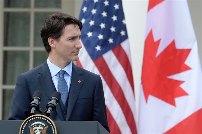 Prime Minister Justin Trudeau looks over at U.S. President Barack Obama during a joint news conference in the Rose Garden at the White House in Washington, D.C. on Thursday, March 10, 2016.
