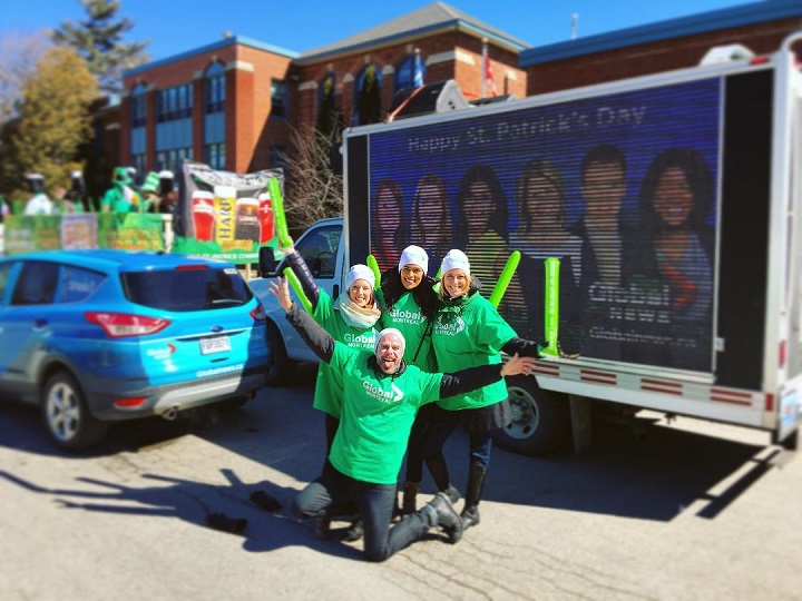 Global News personalities getting ready for the seventh annual St. Patrick’s Day parade in Hudson. Saturday, March 19, 2016.