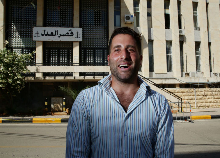 Lebanese father Ali Elamine outside the Palace of Justice in Baabda in Beirut, Lebanon after a deal was struck to release ’60 Minutes’ Channel 9 television reporter Tara Brown and Australian mother Sally Faulkner following a failed attempt to take Faulkner’s two children from their father.