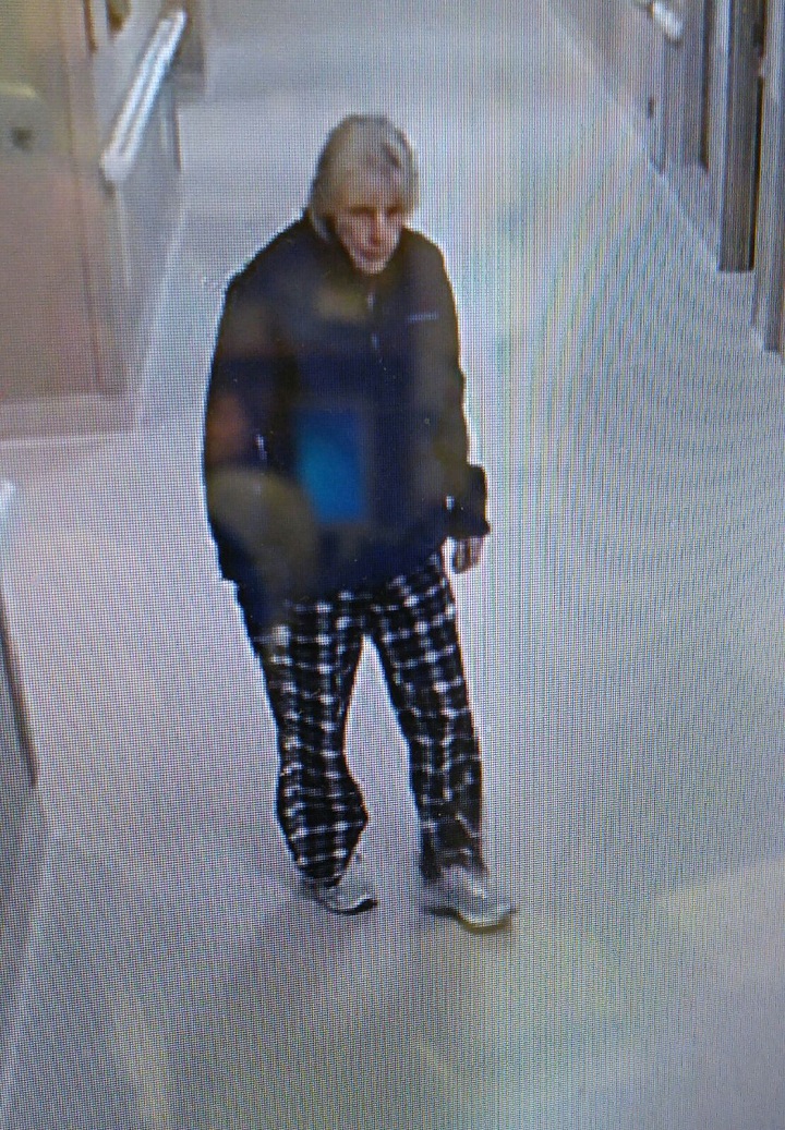Surveillance footage shows 60-year-old Catherine Curtis leaving Grace Hospital Monday morning