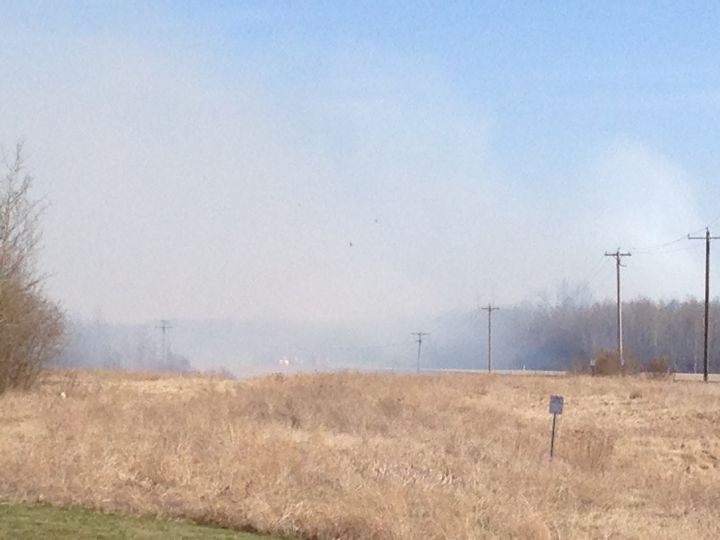 Fire crews were called to a large grass fire in a subdivision in the Uncas area east of Sherwood Park Monday afternoon.