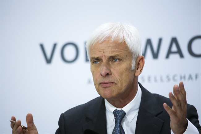 Volkswagen CEO Matthias Mueller, seen here at the company's annual press conference in Wolfsburg, Germany, Thursday, April 28, 2016, says he has personally apologized to US President Barack Obama for the emissions scandal.
