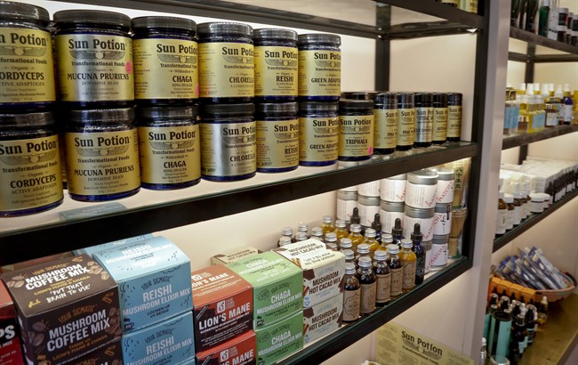 A display of products sold at CAP Beauty-- a wellness store with an all-things-natural approach in West Village of New York, Wednesday April 27, 2016, in New York.