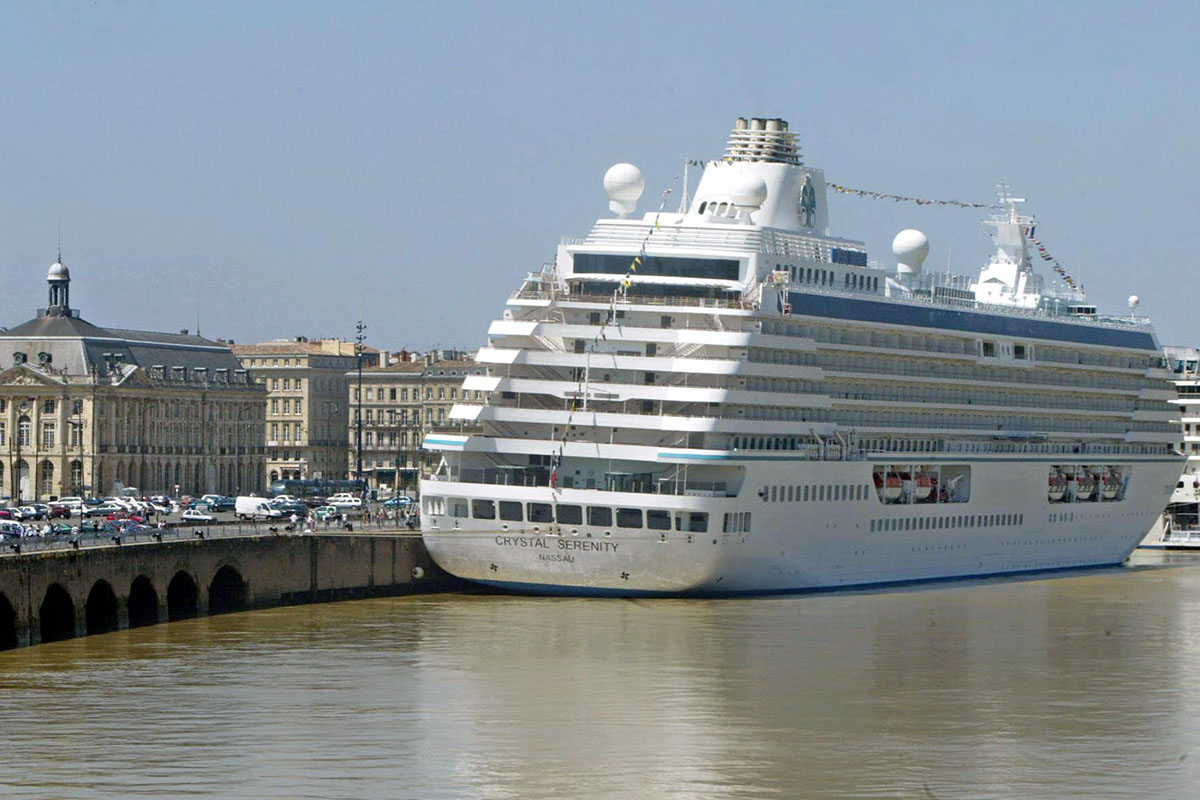 The Crystal Serenity docked in Bordeaux, France in 2004.