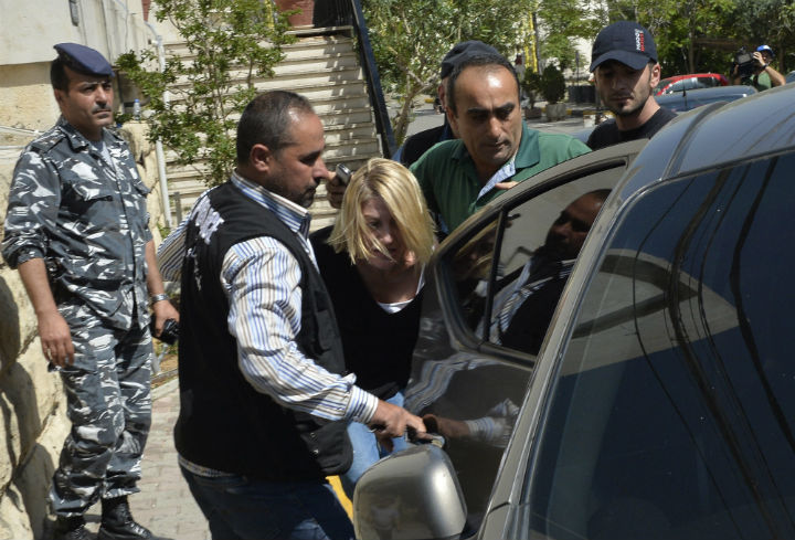 Australian TV presenter, Tara Brown, after she was taken from a Lebanese courthouse to Baabda Prison for women on April 18.