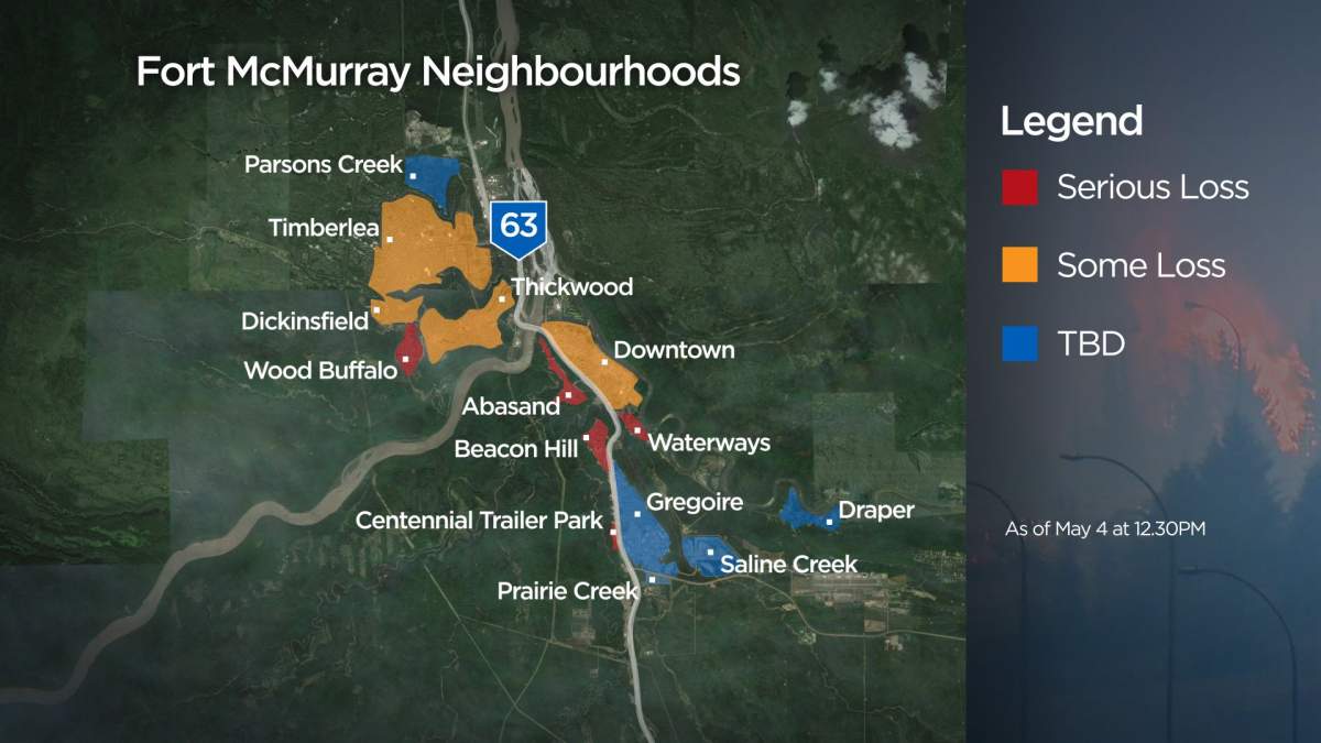 Fort McMurray wildfire: Map of neighbourhoods affected - image