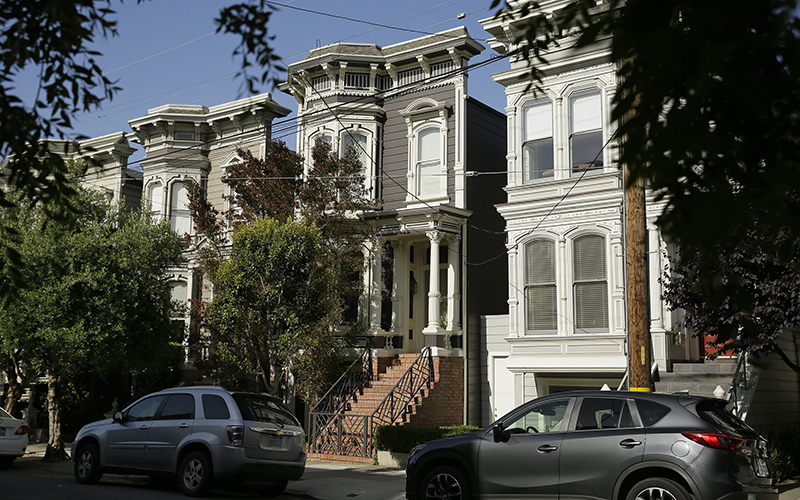 A Victorian home, center, made famous by the television show "Full House" is seen Friday, May 27, 2016, in San Francisco. 