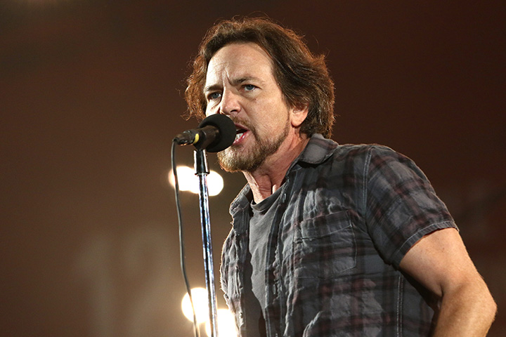 Eddie Vedder, of Pearl Jam, performs at the Global Citizen Festival in Central Park in New York. 