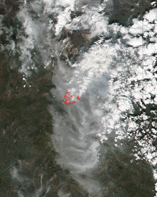 This daytime view of the Fort McMurray wildfire captured by the VIIRS instrument aboard NASA-NOAA’s Suomi NPP satellite on May 4, 2016 at 4:05 p.m. EDT.