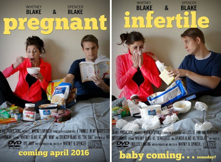 Couple finds humour in infertility with pregnancy announcement parodies - image