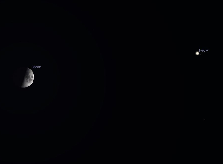 The moon and Jupiter, seen here using an astronomy app. This is how close they will appear in the night sky on June 11.
