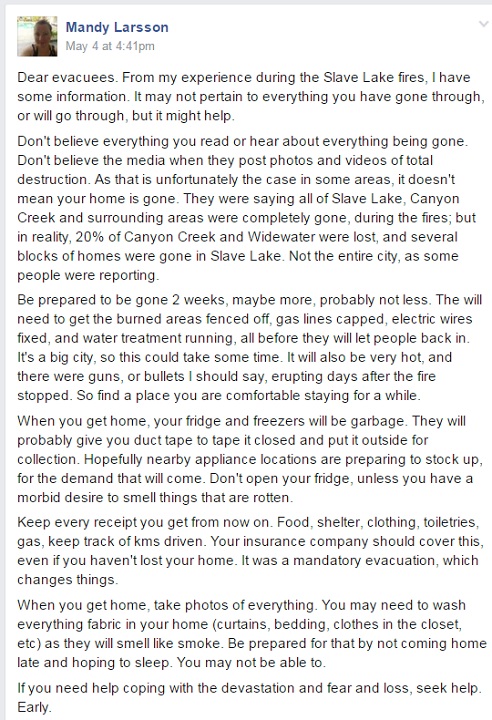 Larsson's Facebook post