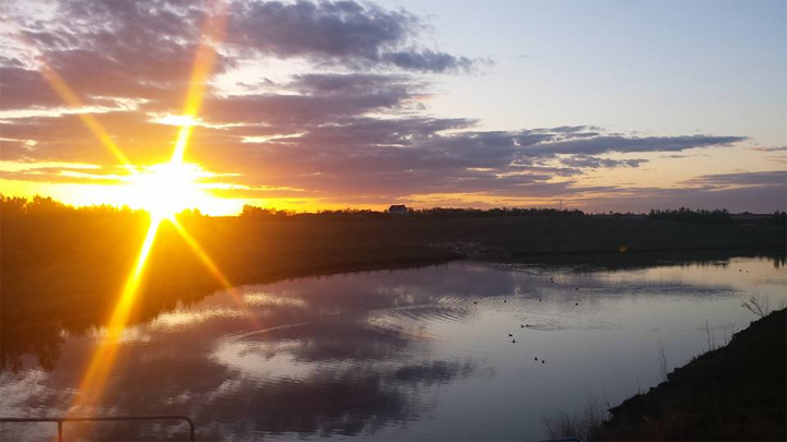 Sunset near the Northeast Swale in Saskatoon.