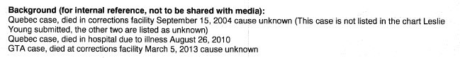 An excerpt from an ATIP request filed by Global News