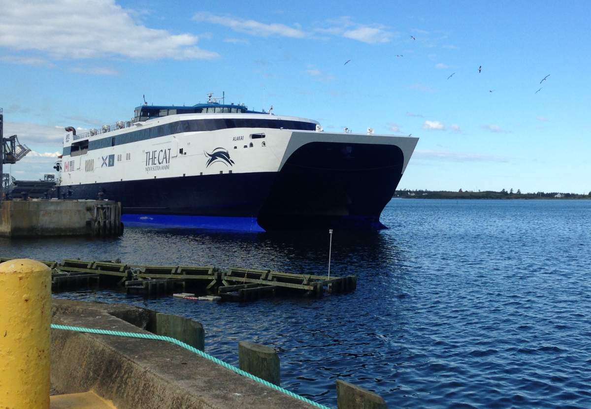 The CAT ferry leaves Yarmouth, N.S. for its maiden voyage to Portland, Maine.