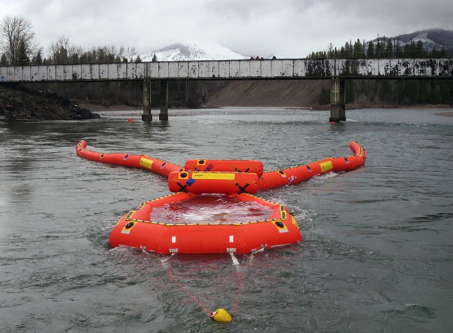 This undated photo provided by Enbridge Energy shows a high-speed skimmer, a device that removes spilled oil from waterways. Enbridge says it is purchasing eight similar devices and will store them near the Straits of Mackinac, the waterway where Lakes Huron and Michigan meet. Twin pipelines owned by Enbridge carry millions of gallons of oil daily beneath the straits, and Enbridge says the equipment will be available in the event of a spill.