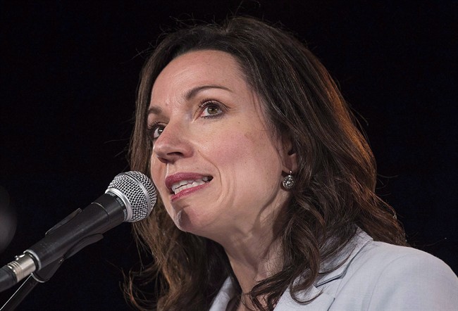 Martine Ouellet speaks to supporters in Montreal in a May 27, 2016, file photo. The Bloc Québécois leader will face a confidence vote over in early June after seven of 10 Bloc MPs resigned over her leadership. Monday, March 26, 2018.