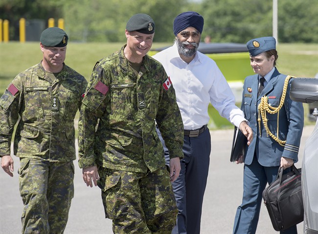 Defence Minister Harjit Sajjan attends an announcement of investments in infrastructure for the 5th Canadian Division Support Base at CFB Gagetown in Oromocto, N.B. on Monday, June 27, 2016.