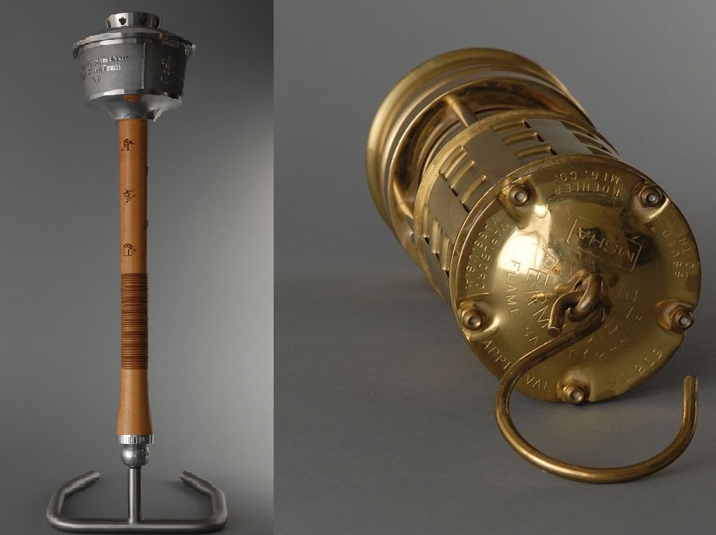 An unused, official 1988 Calgary Winter Olympics torch and a rare miner’s lamp.