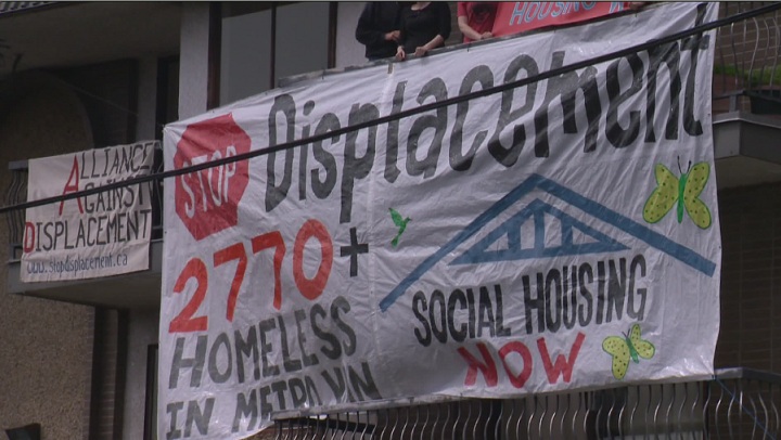 The Alliance Against Displacement is occupying an empty low-rise apartment building on the 5000-block of Imperial Street in Burnaby.
