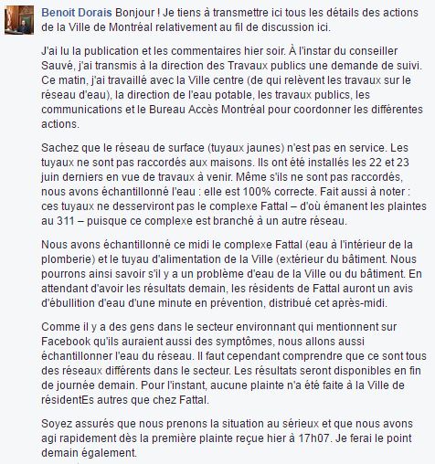 Benoit Dorais’ comments on Facebook