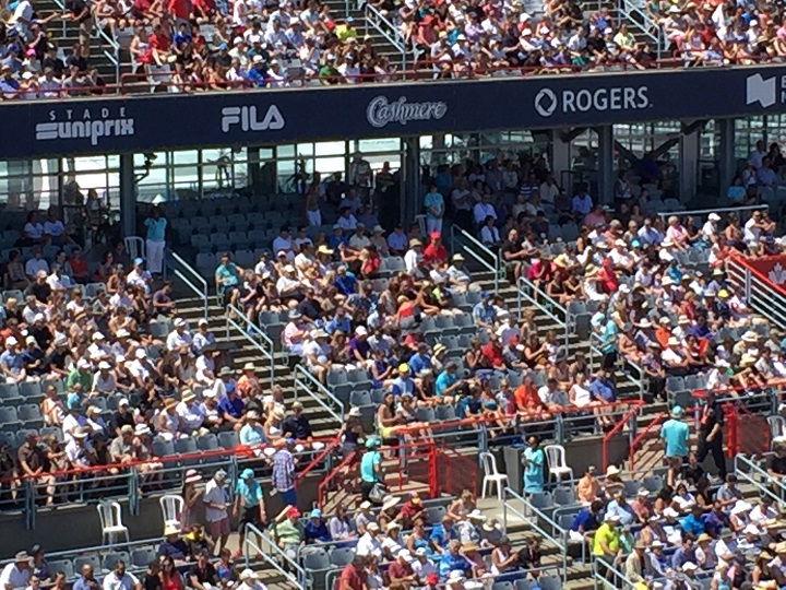Fans gather in the stands ahead of Sunday’s final pitting Simona Halep against Madison Keys at Montreal’s Rogers Cup. Sunday, July 31, 2016.