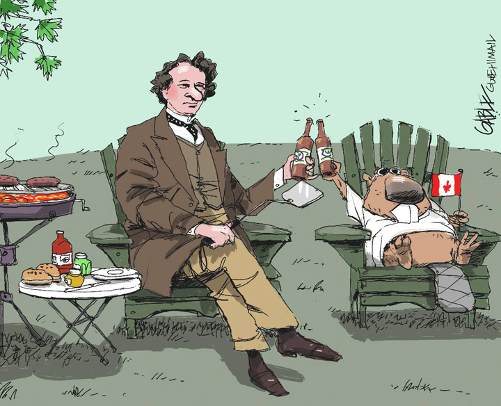 John A. shares a drink with a beaver