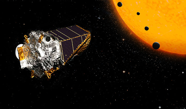 Artist's concept of planets orbiting K2-72, a dwarf star that has four rocky planets orbiting it. 