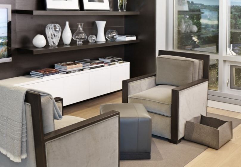 Interior design at The River, a riverfront condominium development in Calgary.