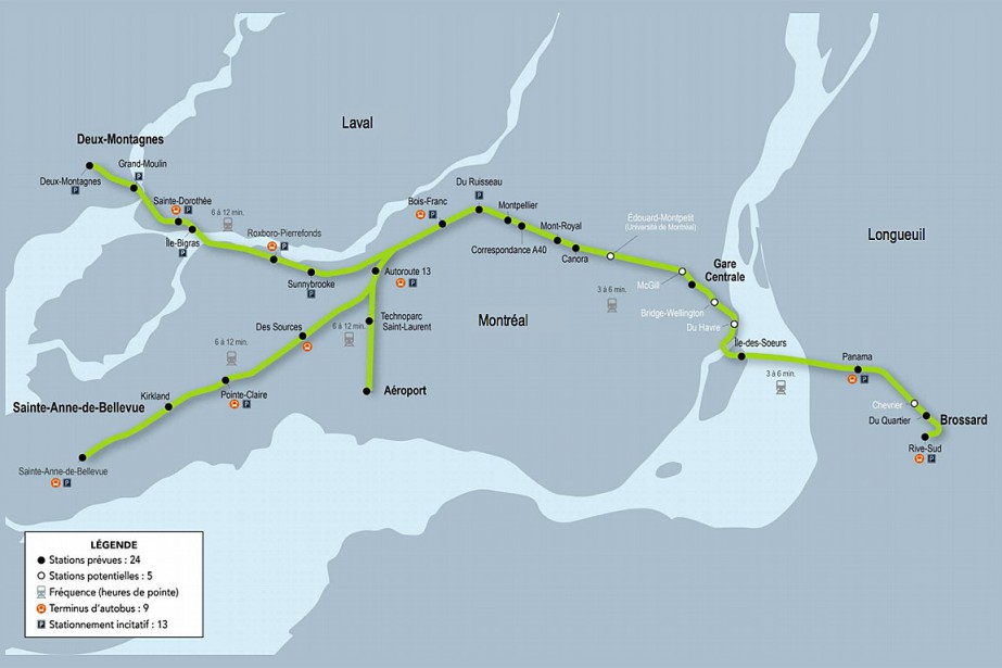 The proposed electric train network by the Caisse de Dépot