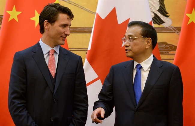 Premier of the People's Republic of China, Li Keqiang, seen here with Prime Minister Justin Trudeau during a signing ceremony for several tentative agreements in Beijing, China, on Wednesday, August 31, 2016, will visit Canada Sept. 21-24.