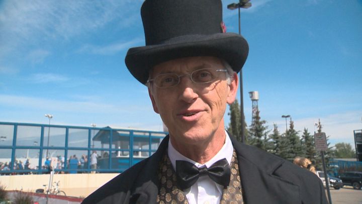 Ernie Kreeft dresses up for what could be the last Canadian Derby ever held in Edmonton. Aug. 20, 2016.