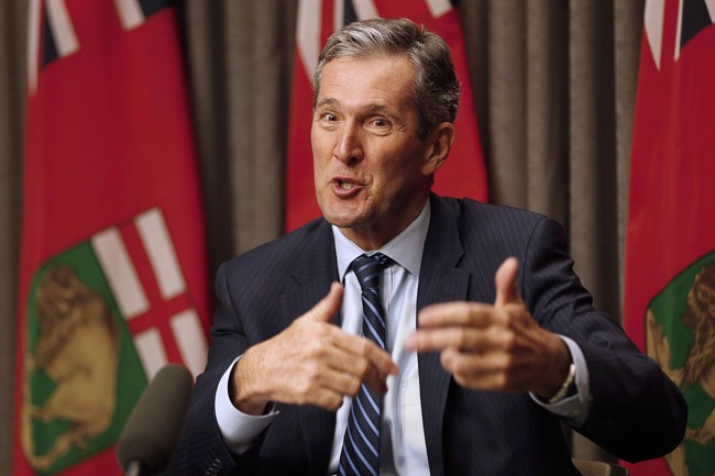 Manitoba Premier Brian Pallister speaking .